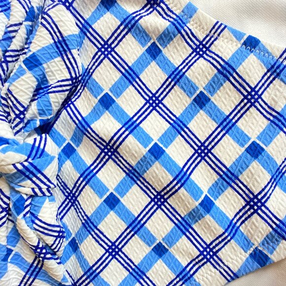 NWT Jessica Simpson Women's Caspian Blue & White Plaid Bikini Bottom, Size Small - Picture 3 of 8